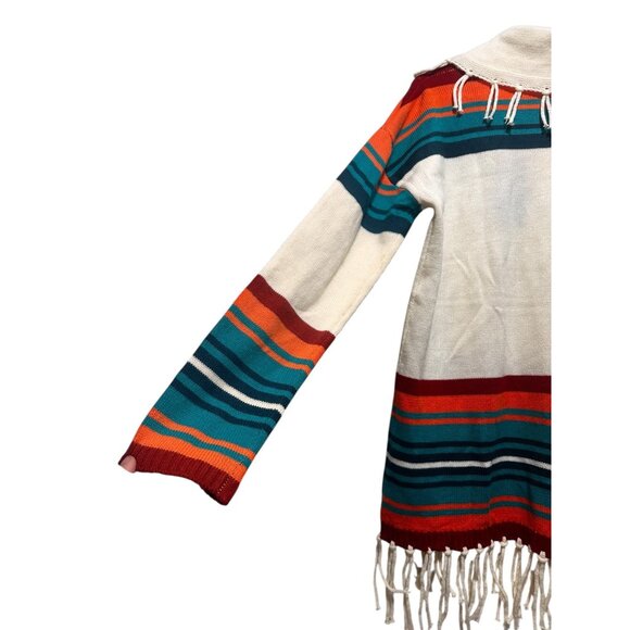 Panhandle Aztec Stripes Fringe Sweater Women XL Cowl Neck Western Bohemian Rodeo - Picture 11 of 15